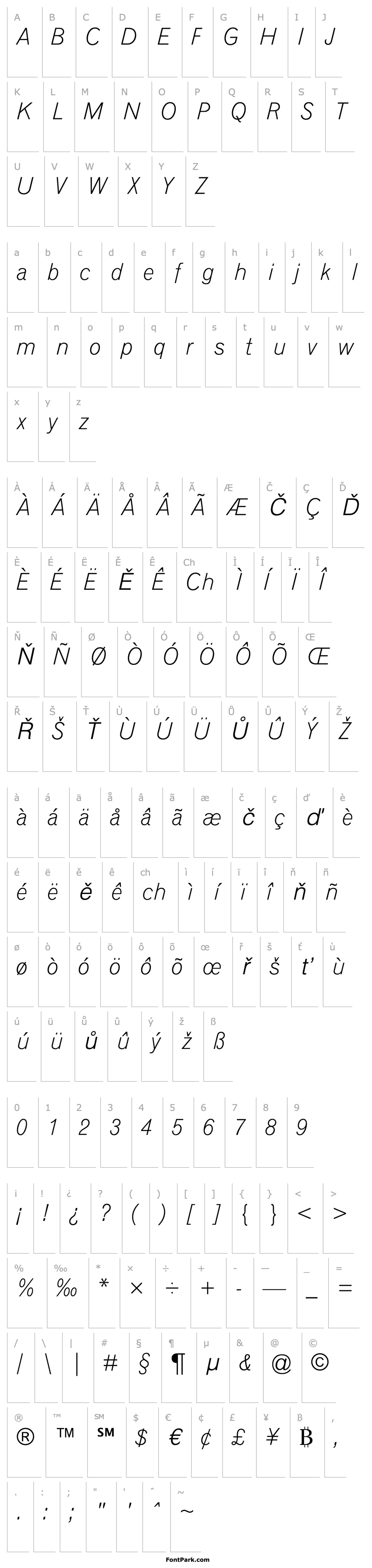 Overview GrotesqueMT-LightItalic