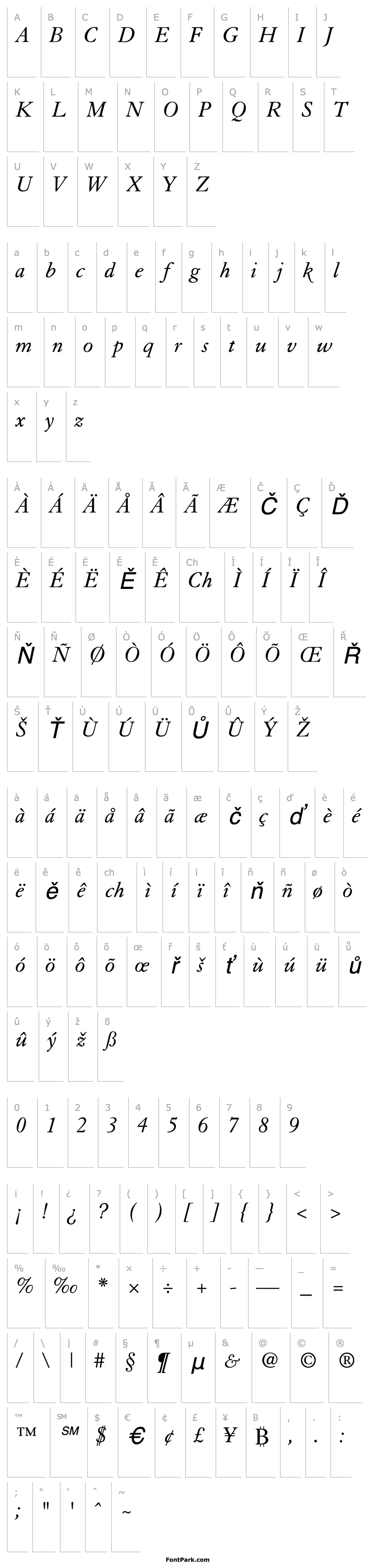 Overview Granjon-Italic