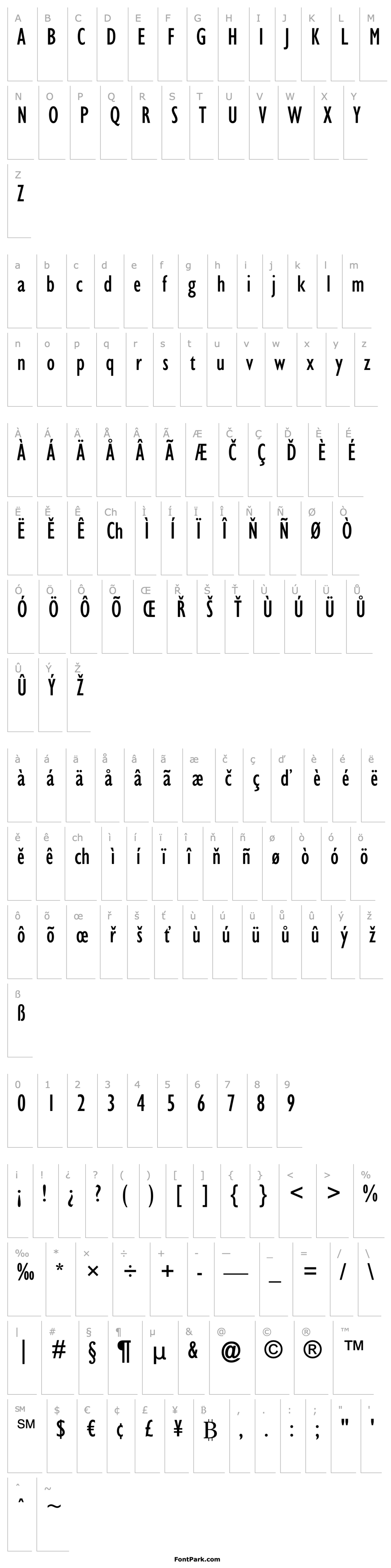 Přehled GillSans Condensed