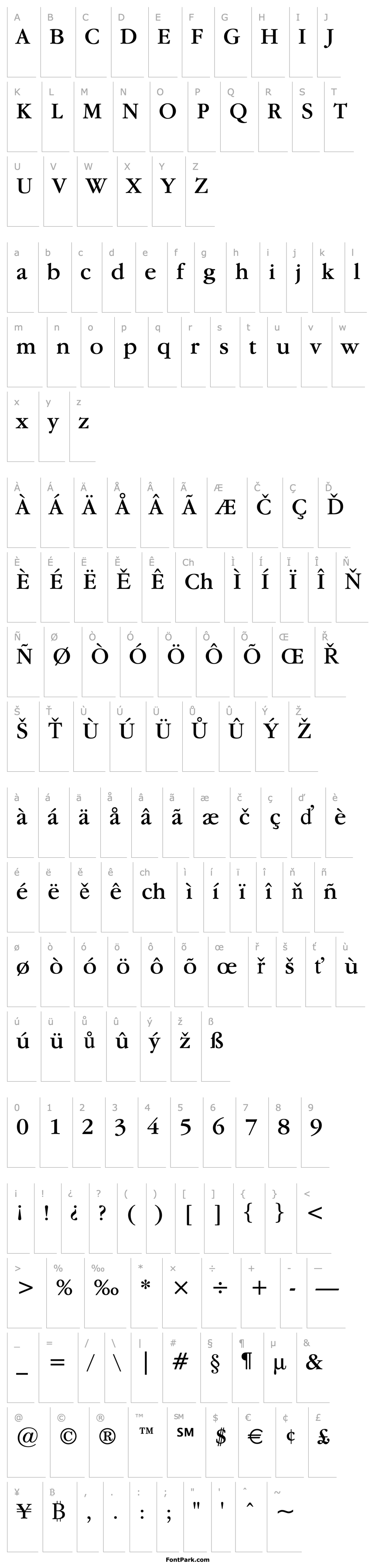 Přehled Garamond ITC Book BT