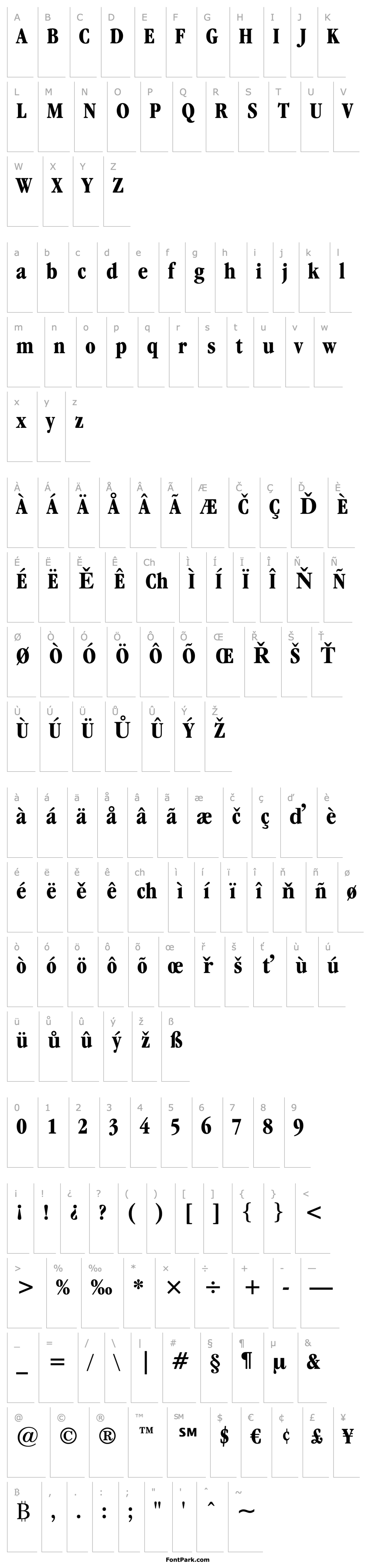 Overview Garamond ITC Bold Condensed BT