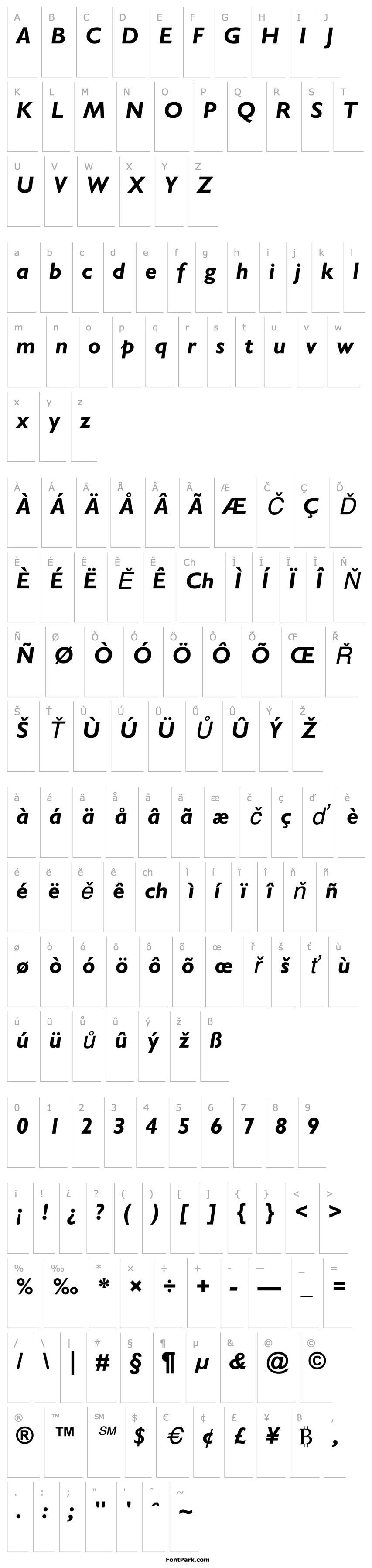 Overview GillSans BoldItalic