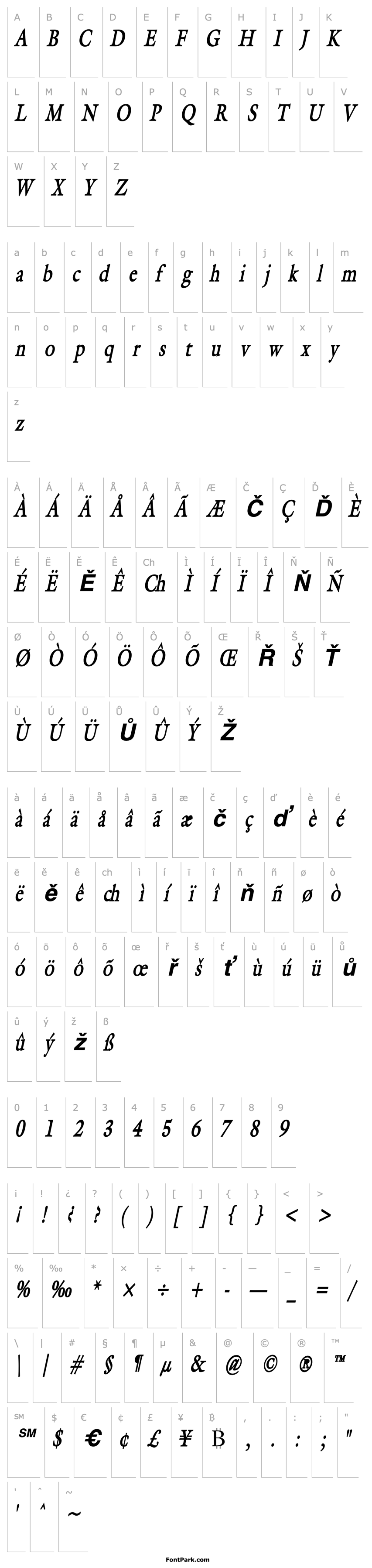 Overview Galant Condensed BoldItalic