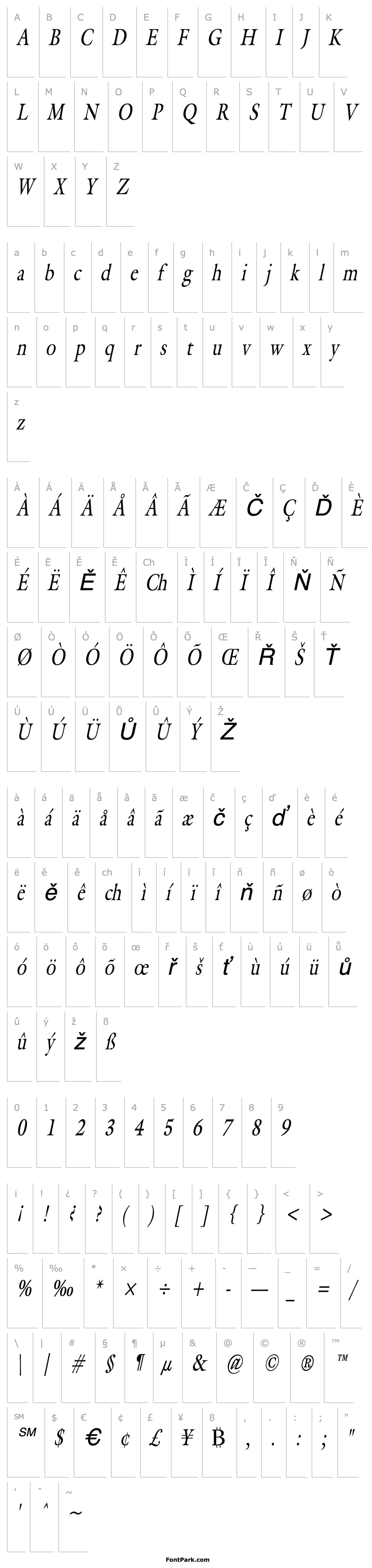 Overview Galant Thin Italic