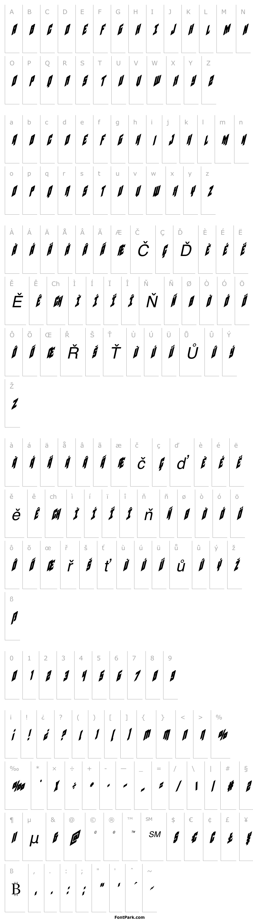Overview Galaxy Force Condensed Italic