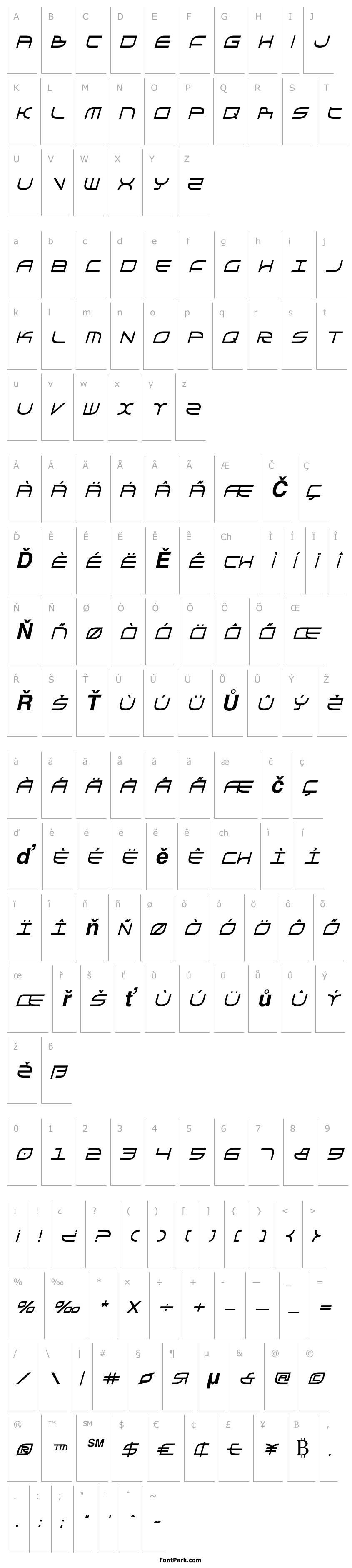 Přehled Galga Bold CondensedItalic