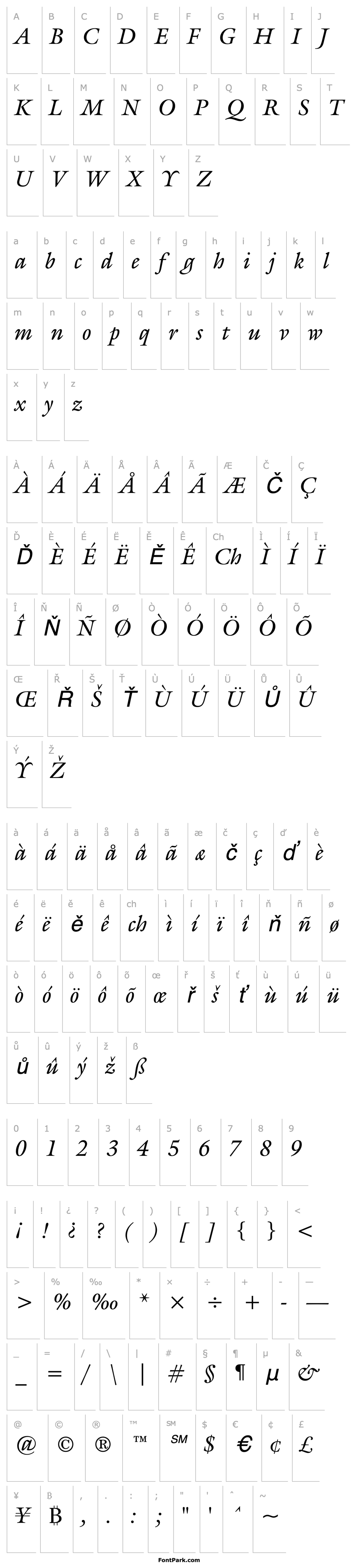 Přehled GalliardITCbyBT-Italic