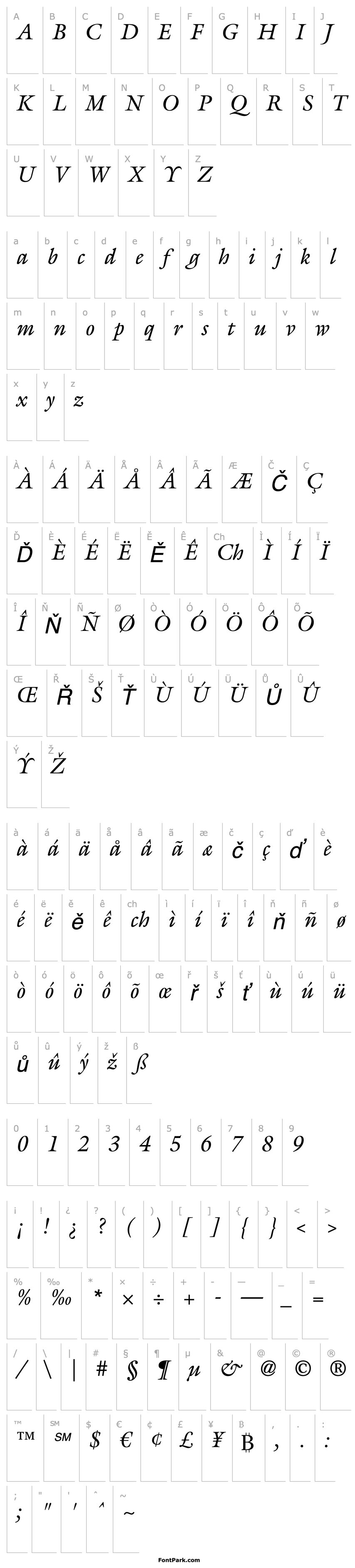 Overview GalliardStd-Italic