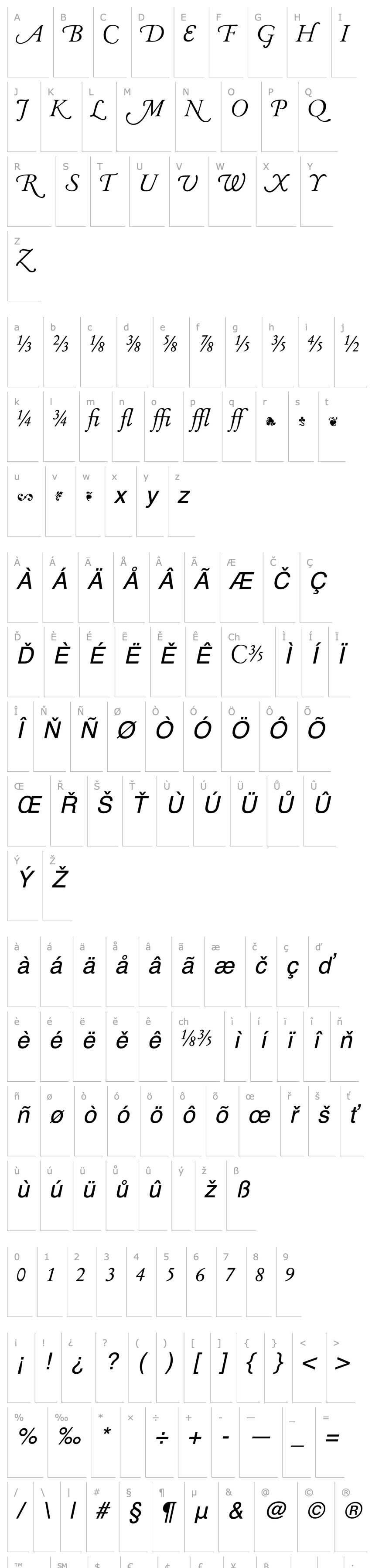 Overview Garamand Classic Extras Book Italic