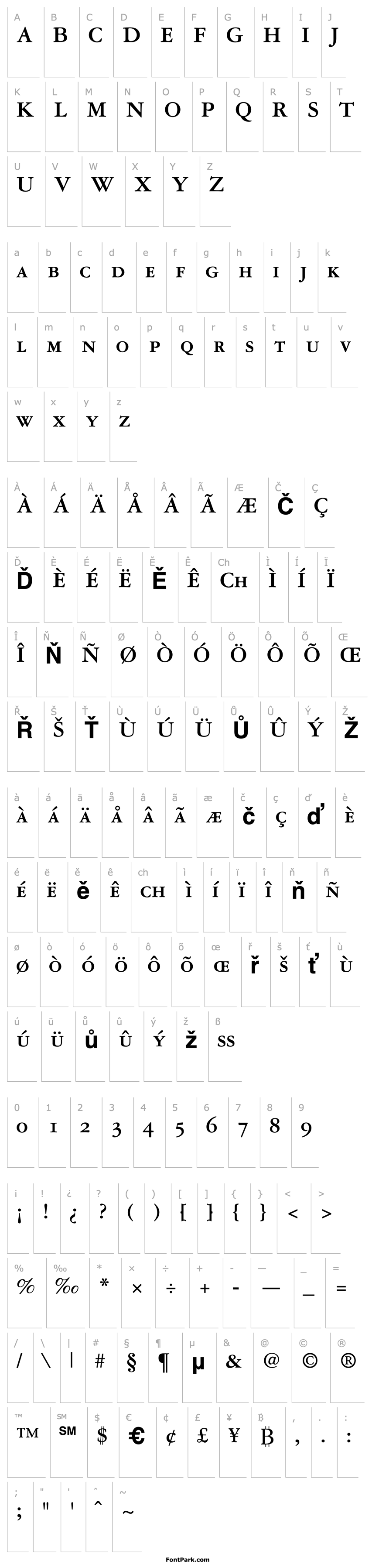 Overview Garamond 3 Bold Small Caps & Old Style Figures