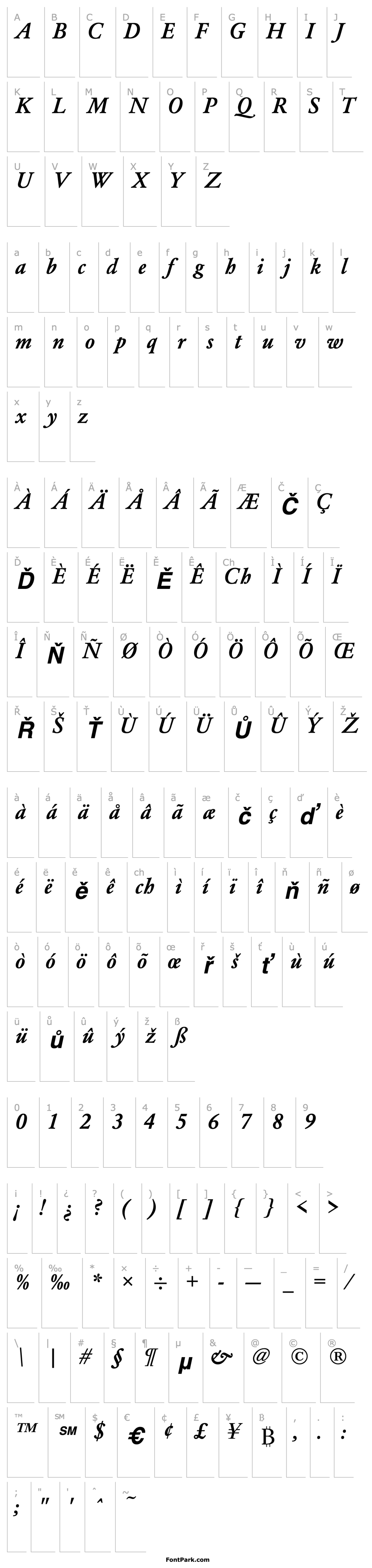 Overview Garamond 3 URW Bold Italic