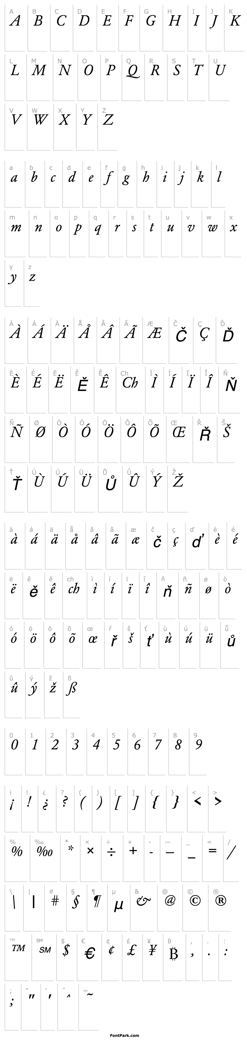 Overview Garamond 3 URW Italic