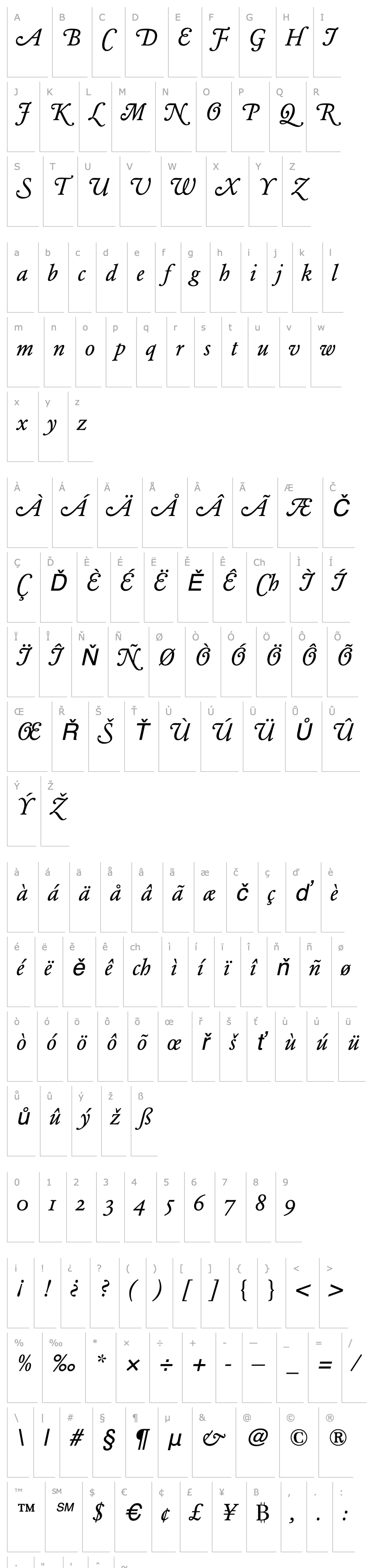 Overview Garamond BE Swash Italic