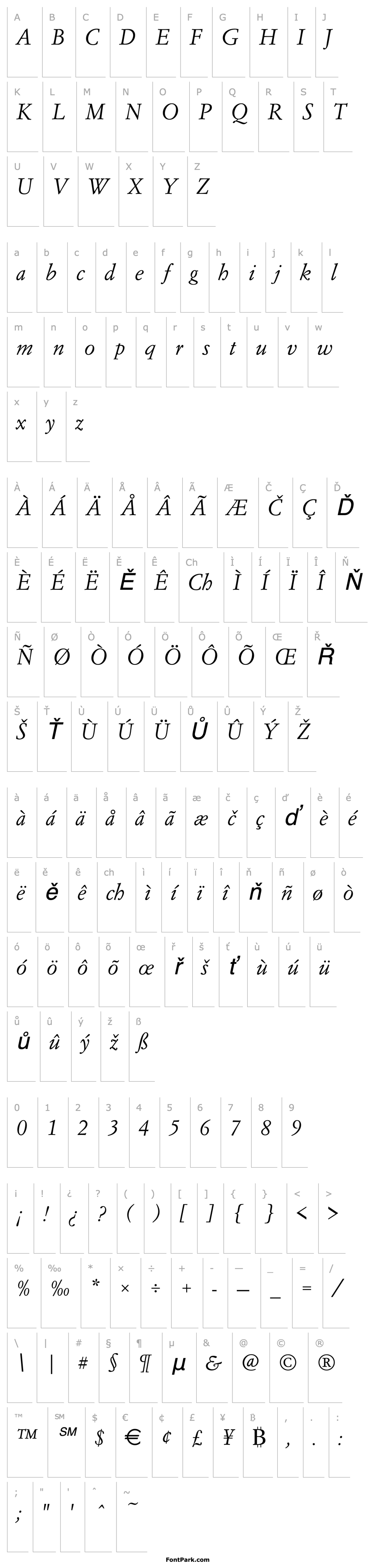 Overview Garamond_Becker_No9_Italic