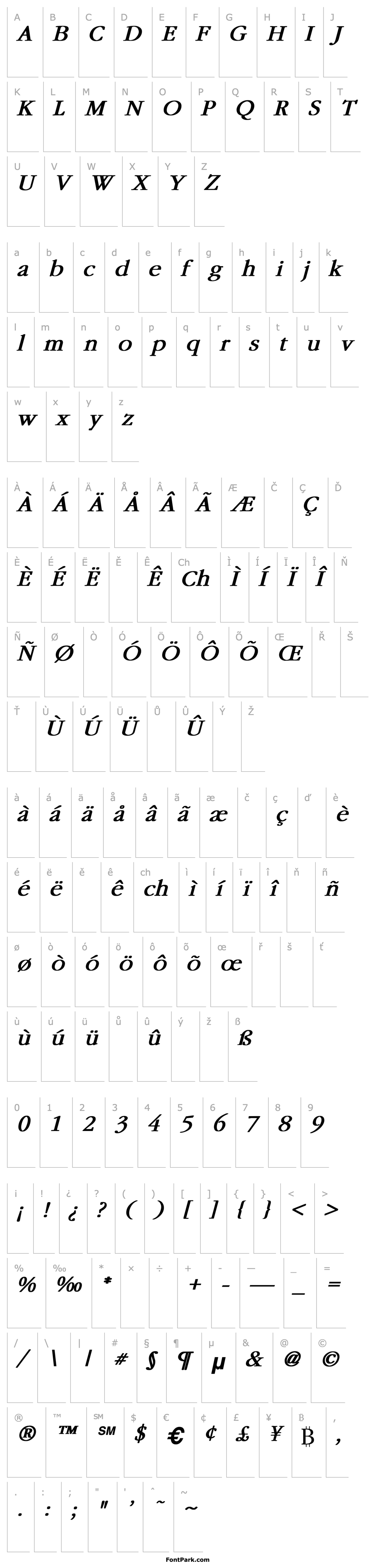 Overview Garamond Bold Italic