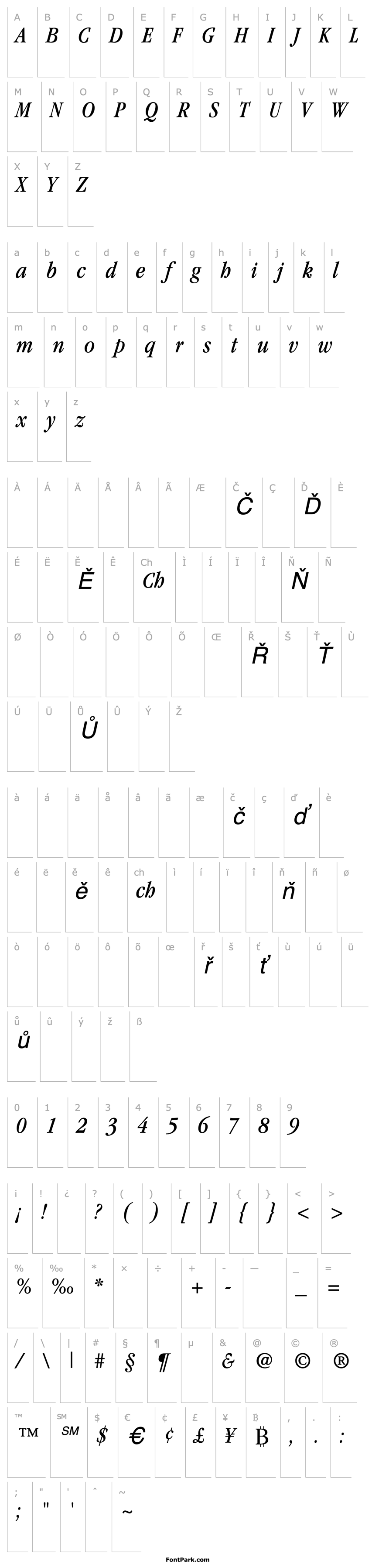 Overview Garamond BookCondensedItalic