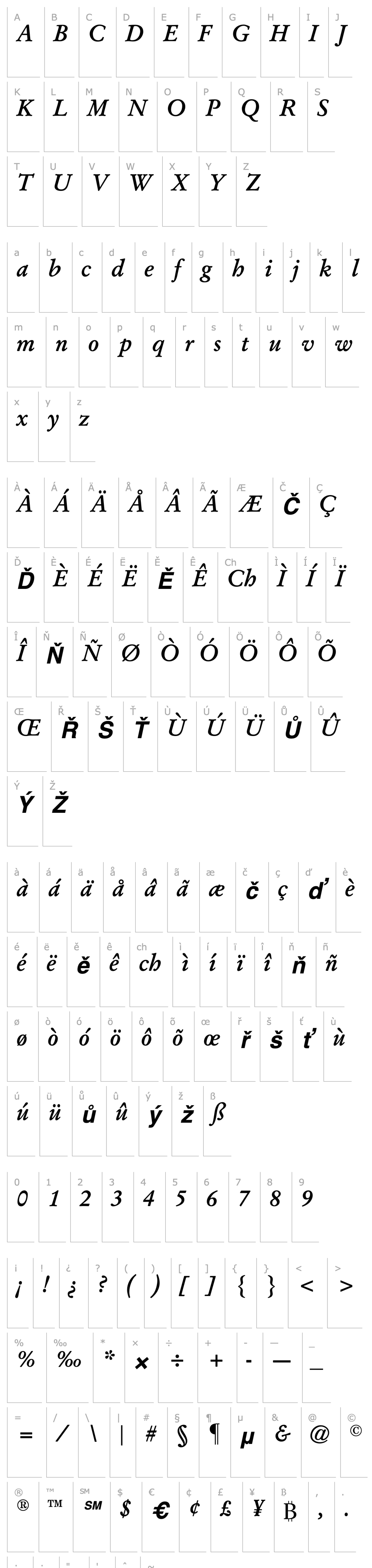 Overview Garamond CG Bold Italic