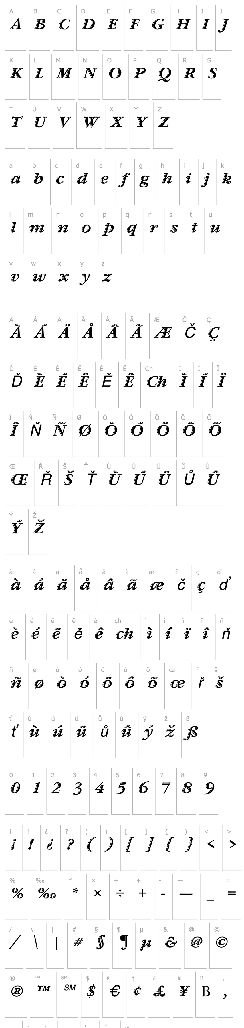 Přehled Garamond Htld ITC TT Italic