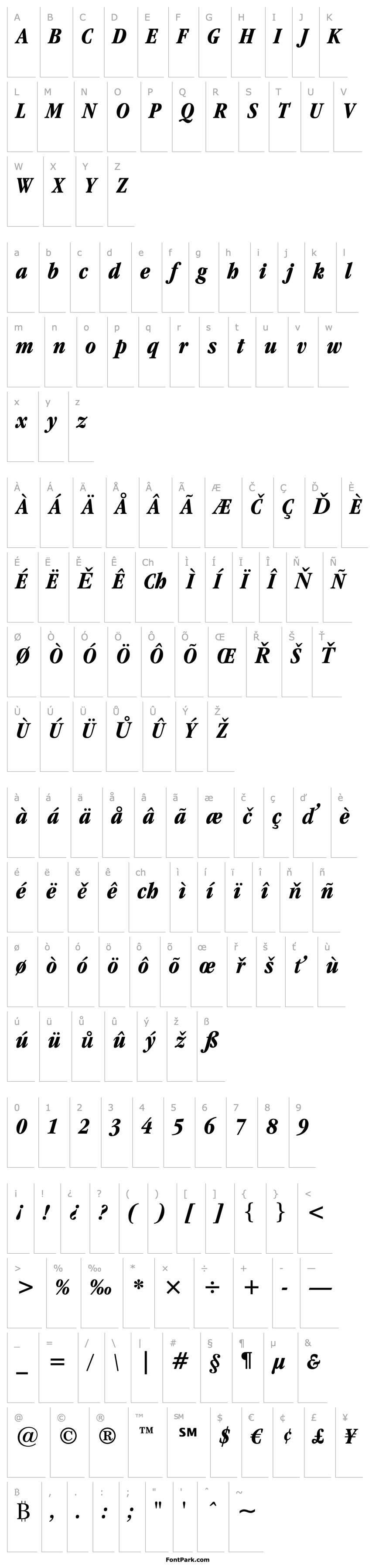 Overview Garamond ITC Bold Condensed Italic BT