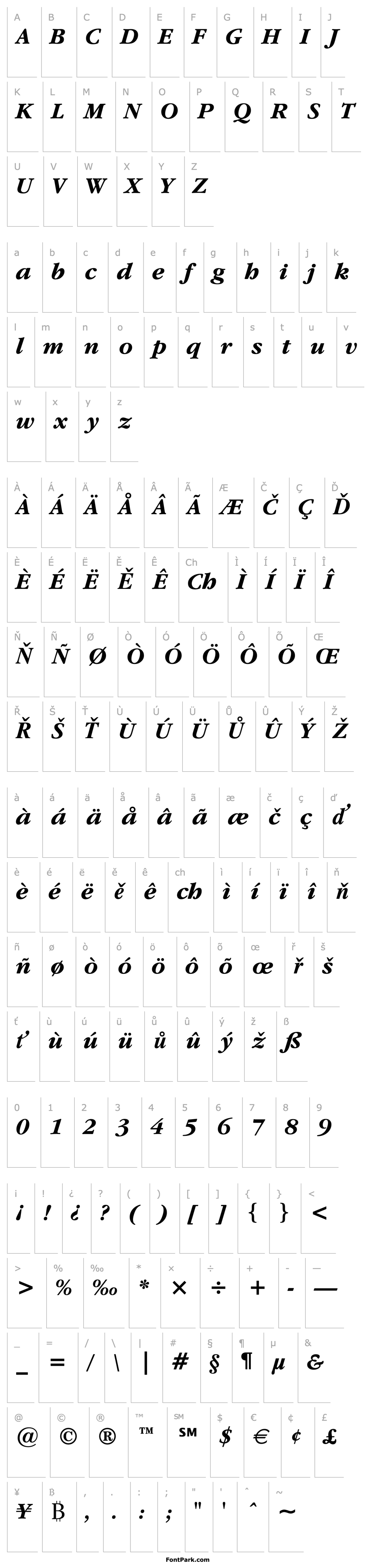 Overview Garamond ITC Bold Italic BT