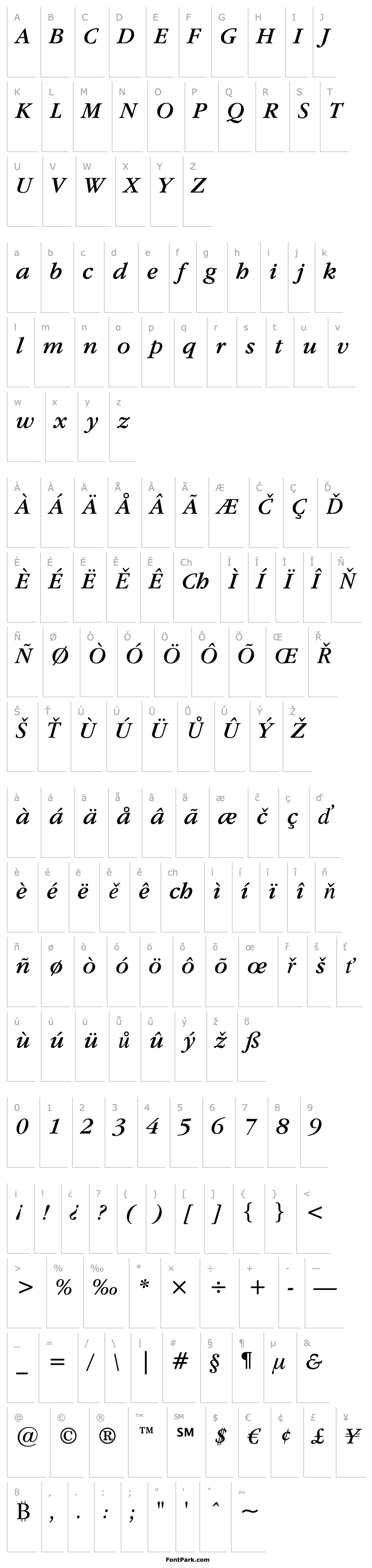 Overview Garamond ITC Book Italic BT