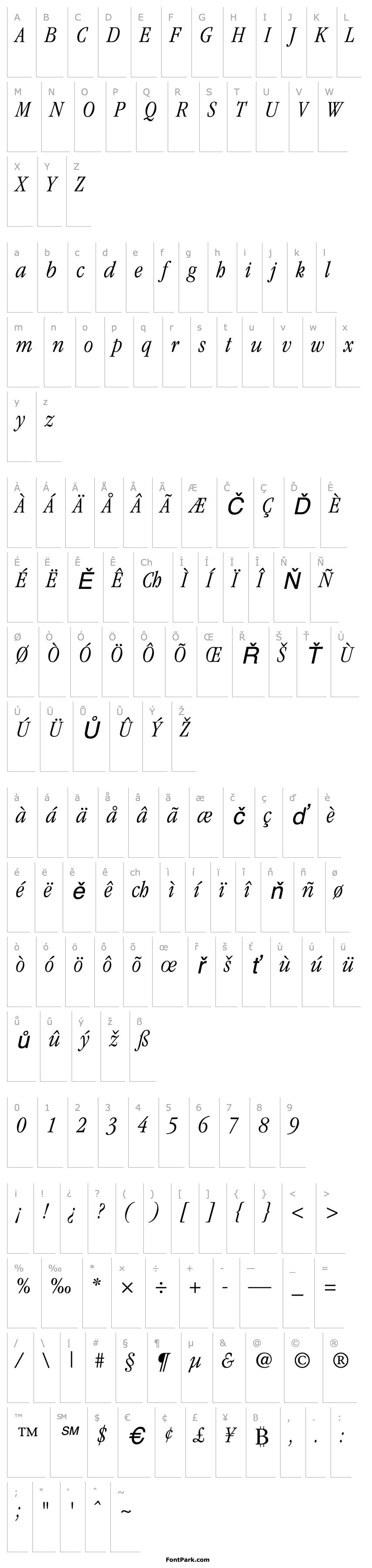 Overview Garamond LightCondensedItalic