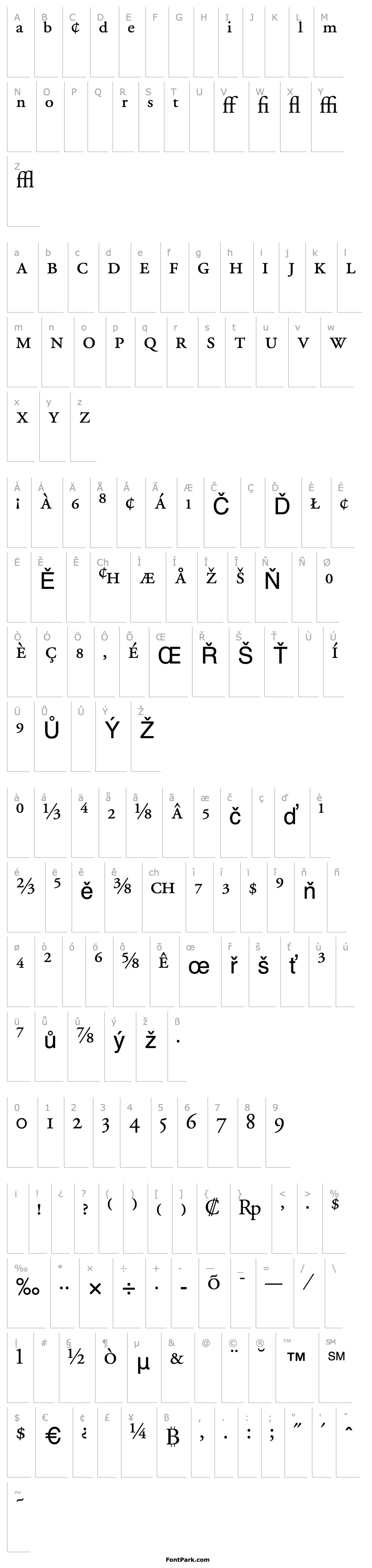 Přehled Garamond Pro Roman SSi Normal