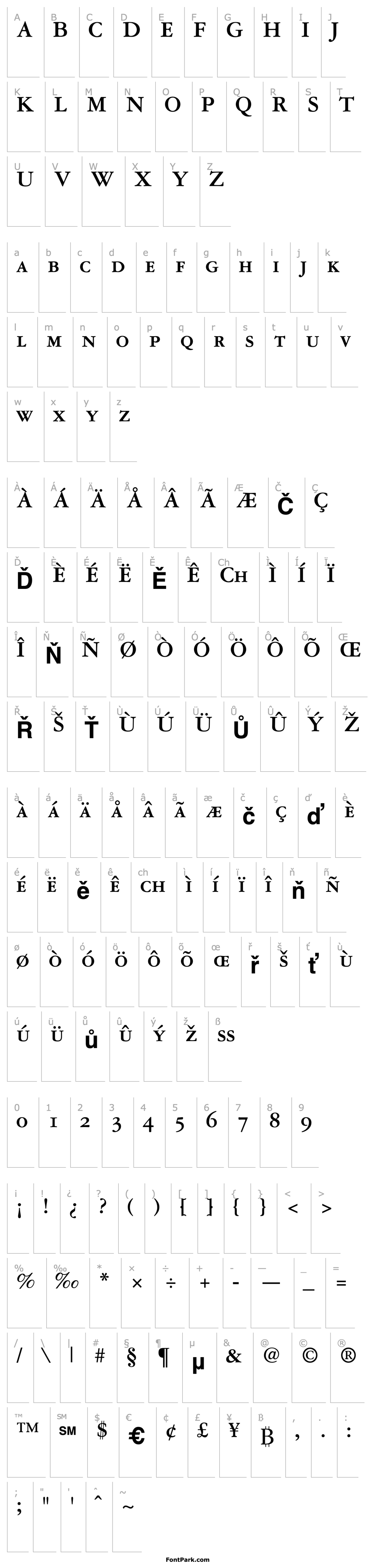 Přehled Garamond Reprise OldStyle SSi Bold Small Caps