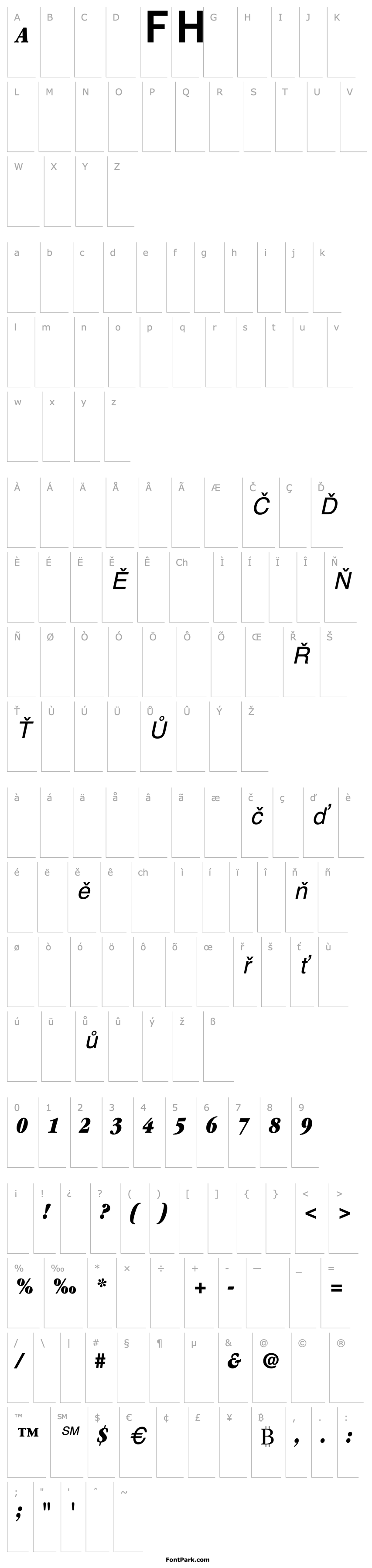 Overview Garamond UltraCondensedItalic