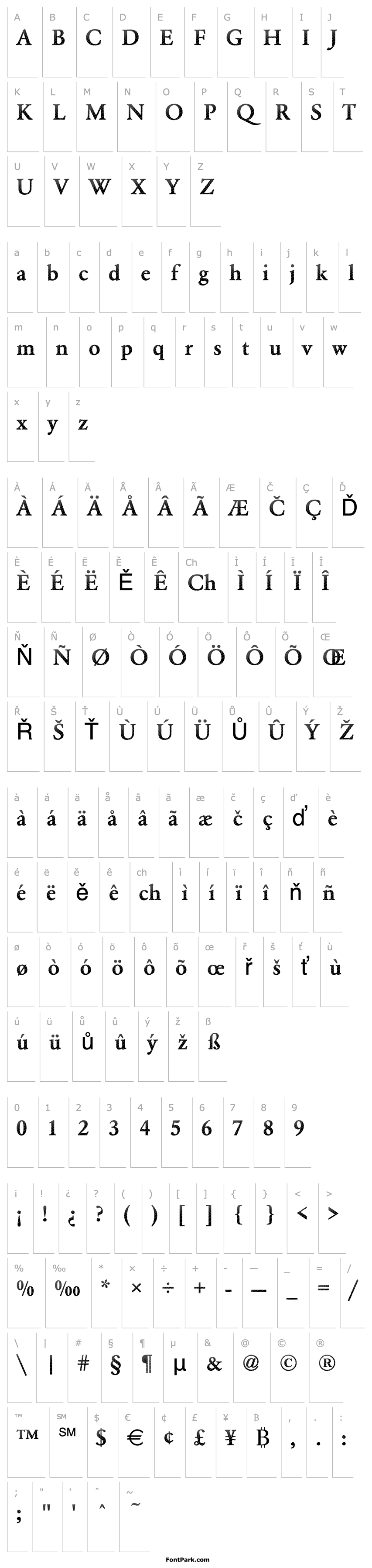 Přehled Garamond20 Becker