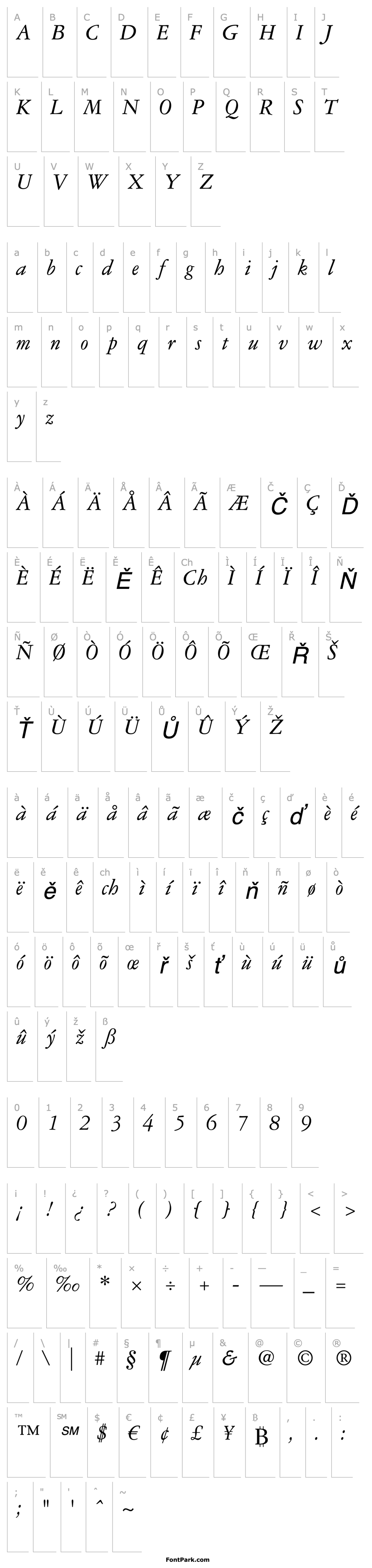 Overview Garamond3LTStd-Italic