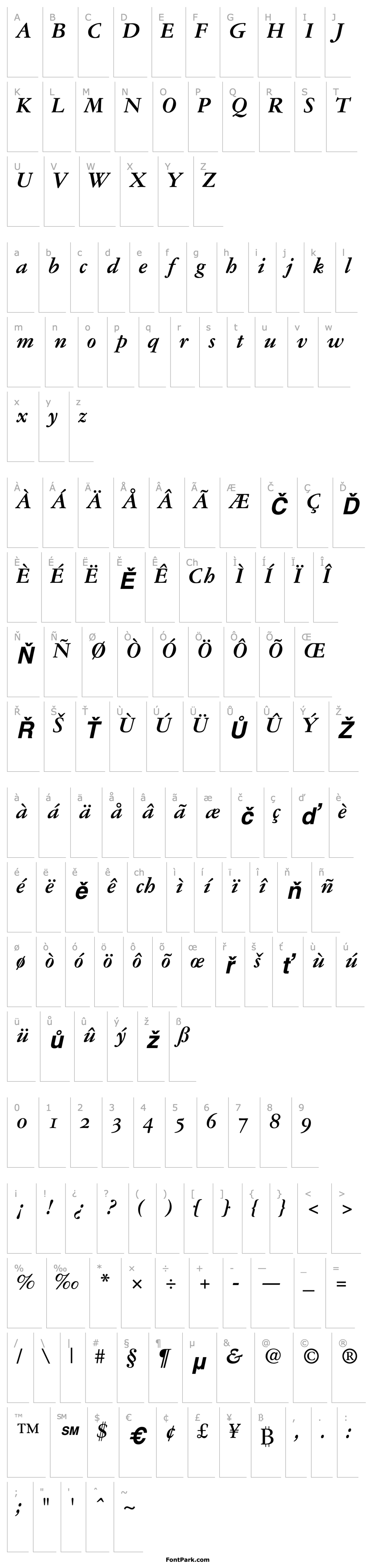 Overview Garamond3OldStyleFigures-Bold Italic