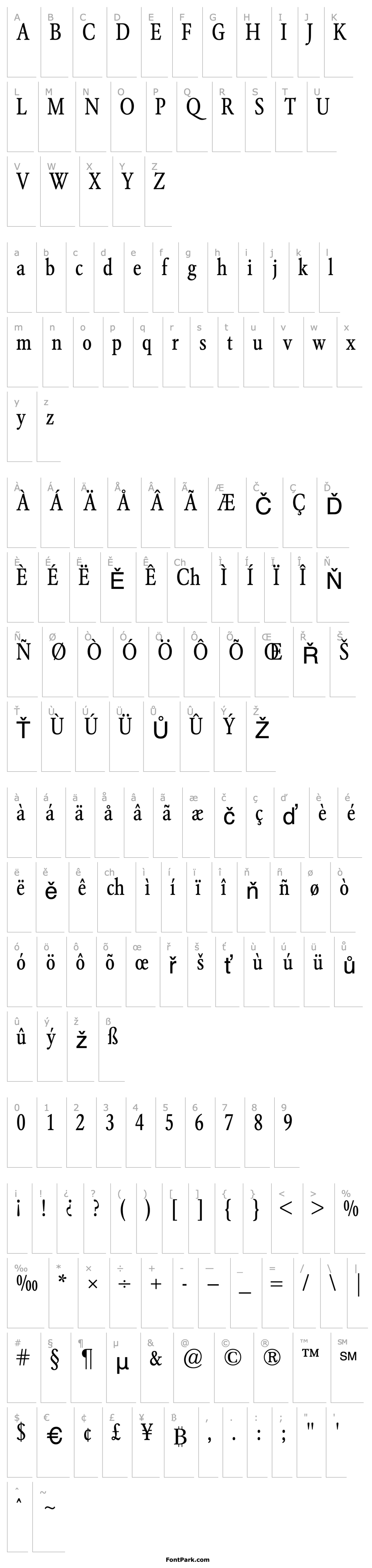 Overview GaramondBE-Condensed