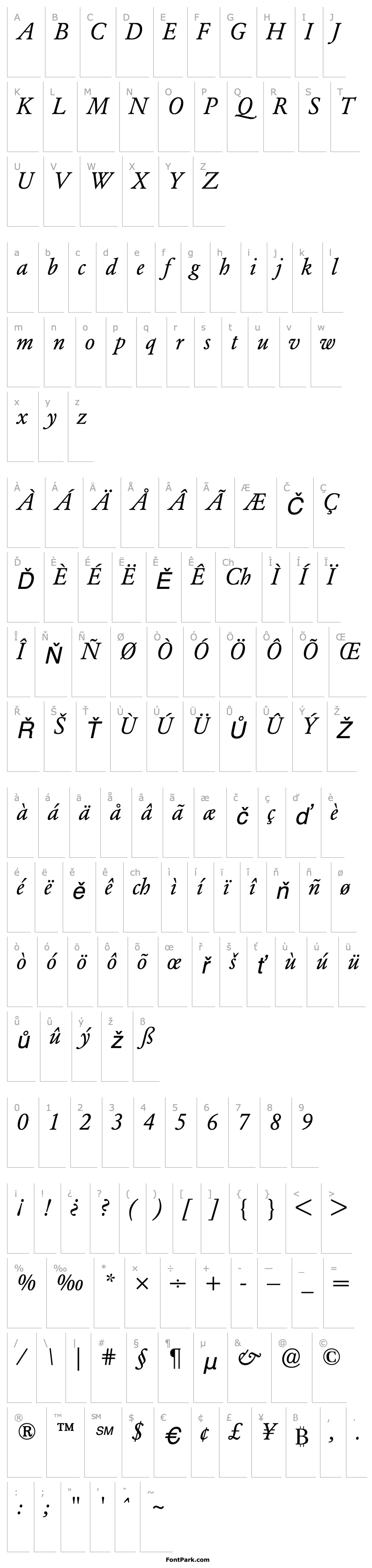 Overview GaramondBE-Italic