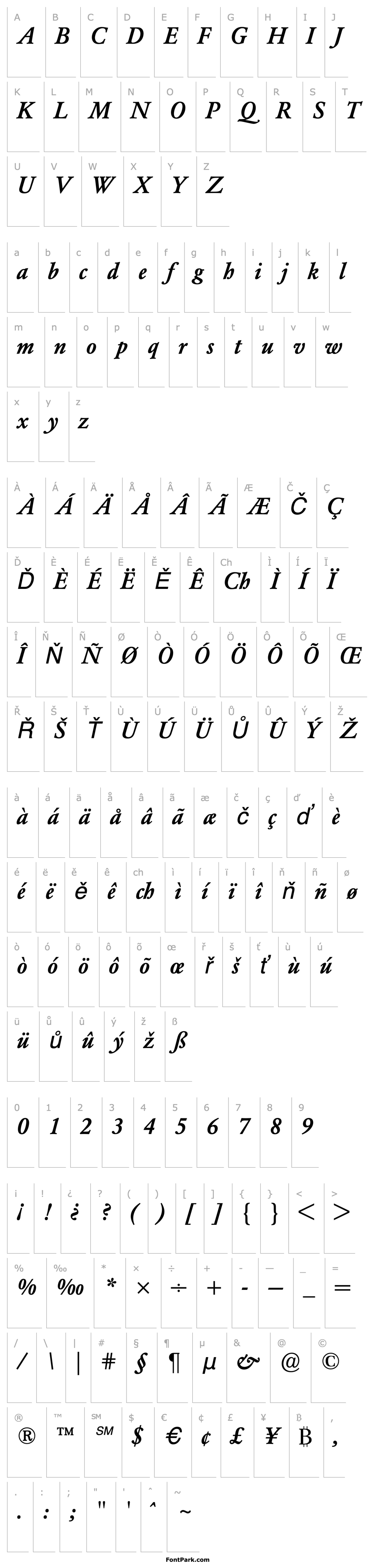 Overview GaramondBE-MediumItalic