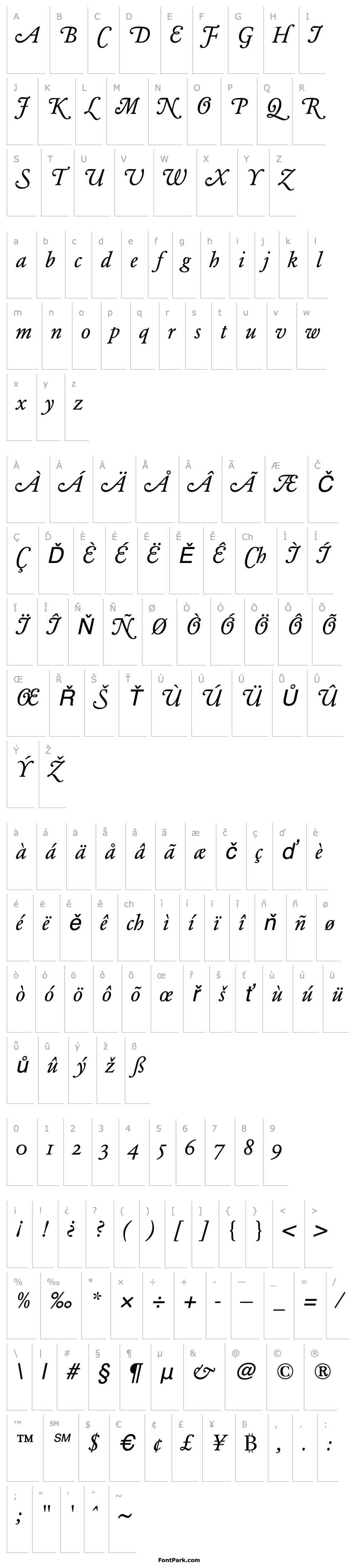 Overview GaramondBE-SwashItalic