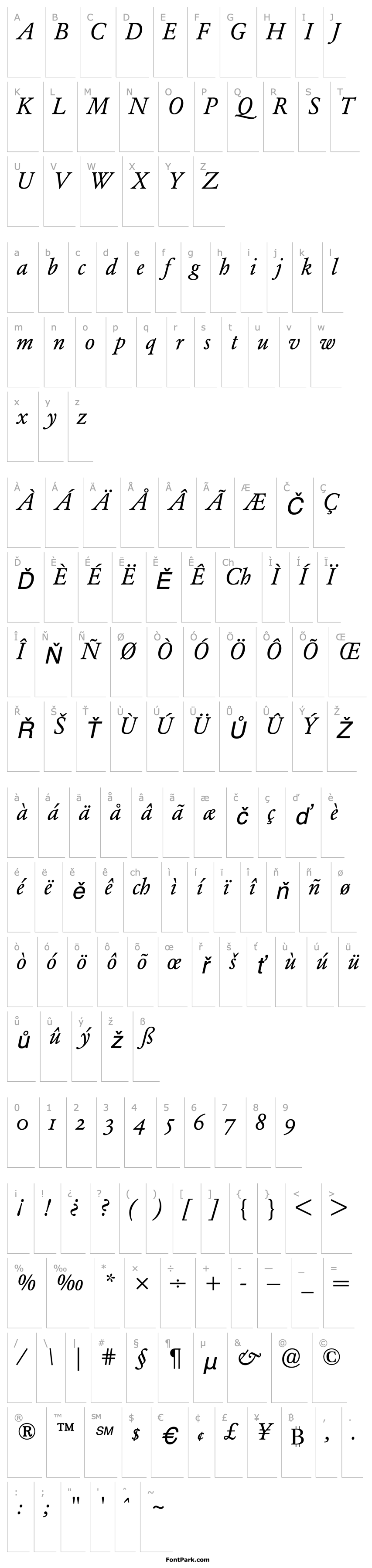 Overview GaramondBEOldstyleFigures-Italic