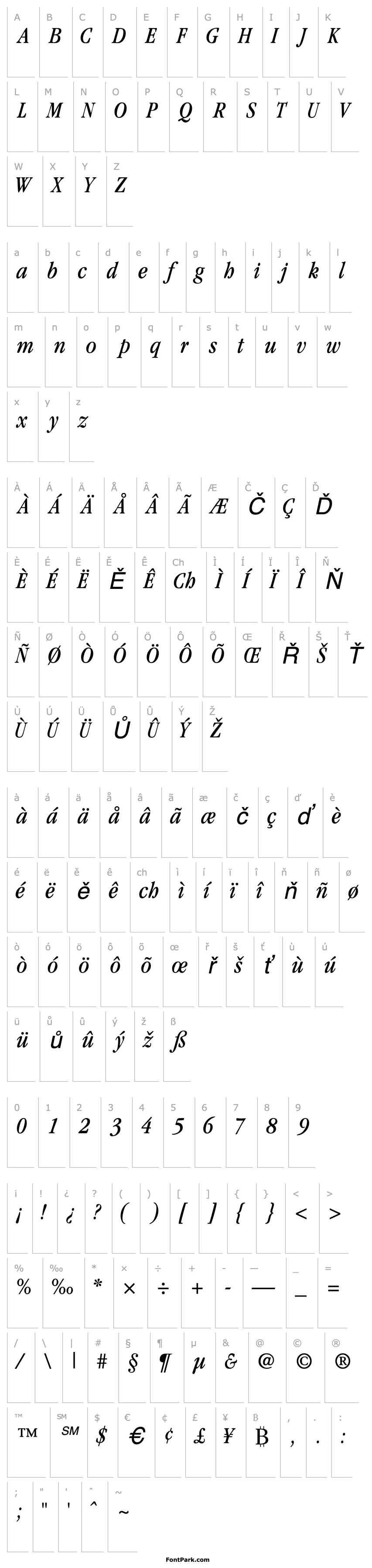 Overview GaramondCondSSK Italic