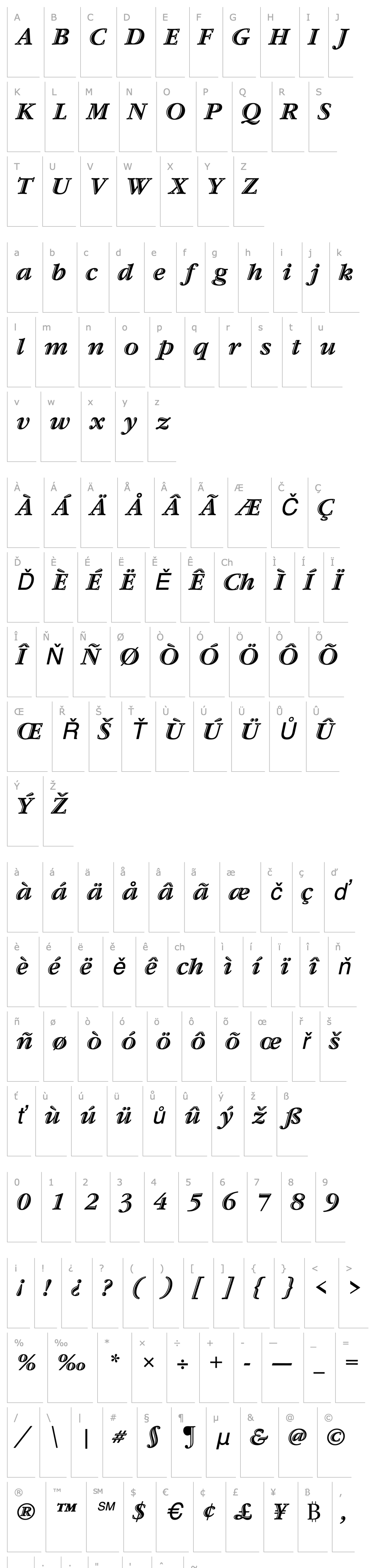 Přehled GaramondHandICG-Italic