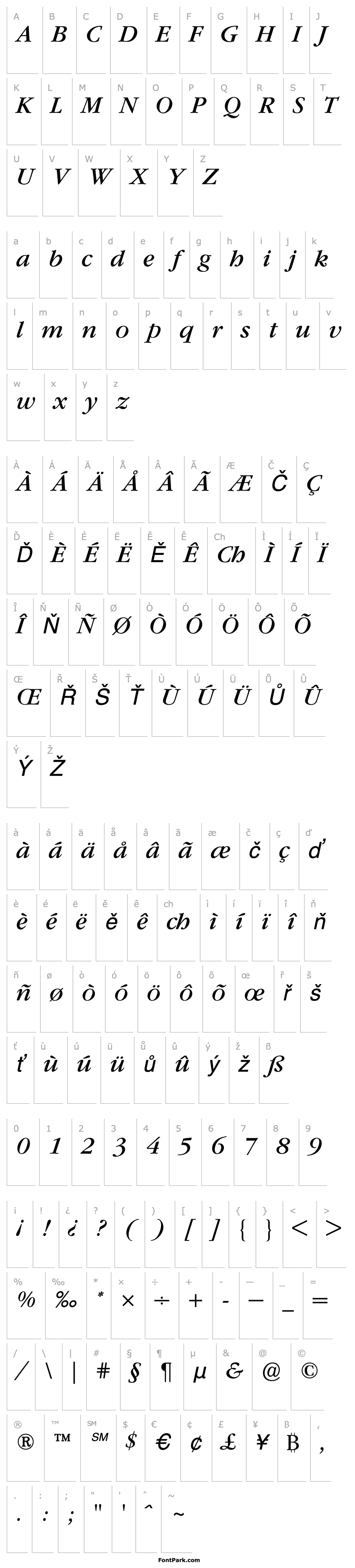 Overview GaramondITCBQ-BookItalic