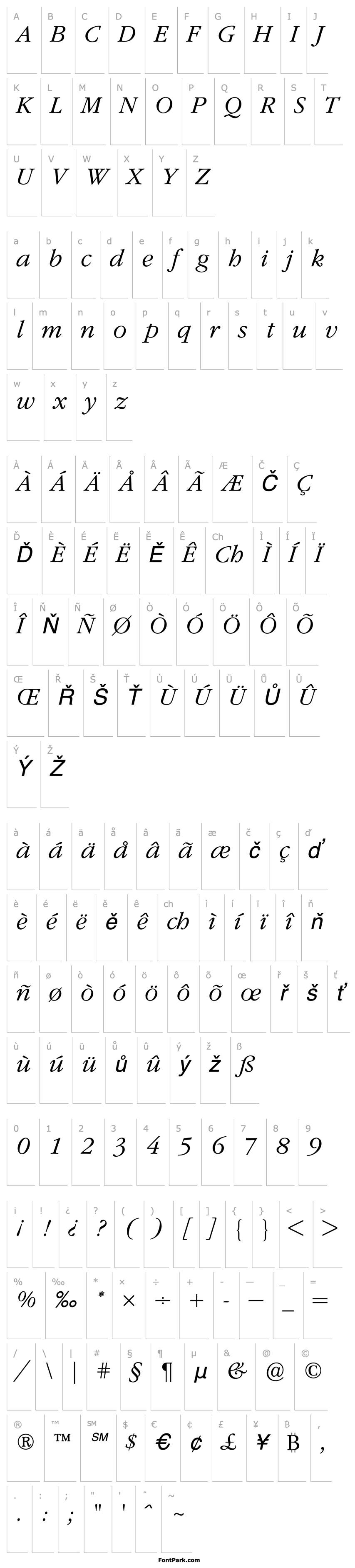 Overview GaramondITCBQ-LightItalic