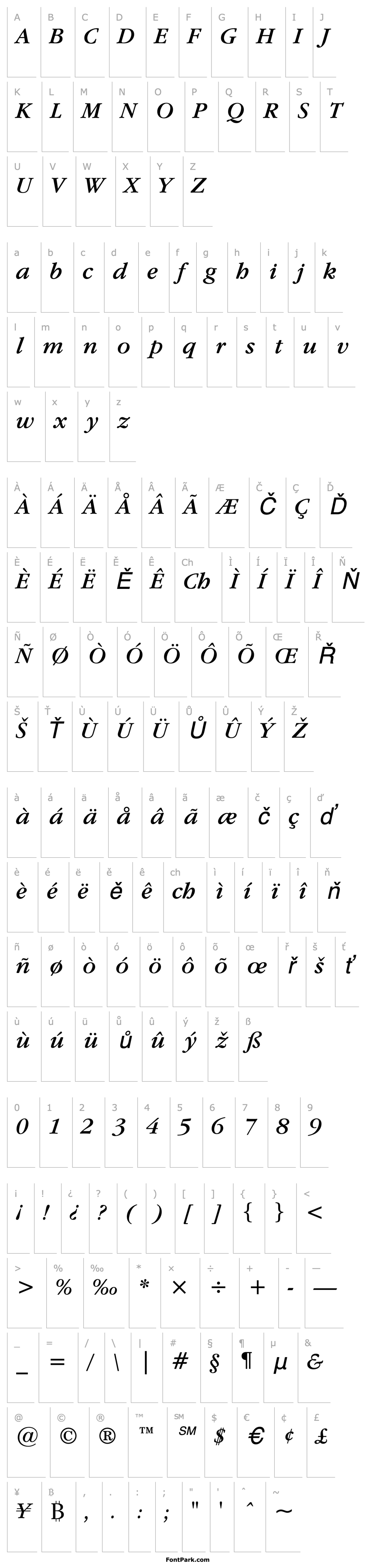 Overview GaramondITCbyBT-BookItalic