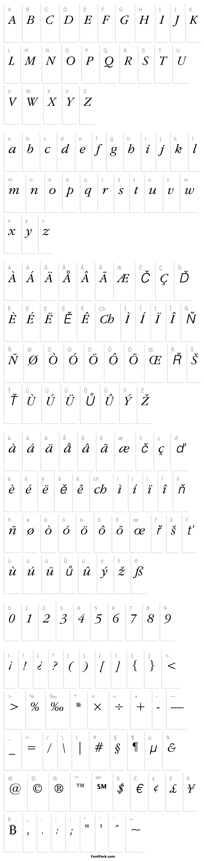 Overview GaramondITCbyBT-LightItalic