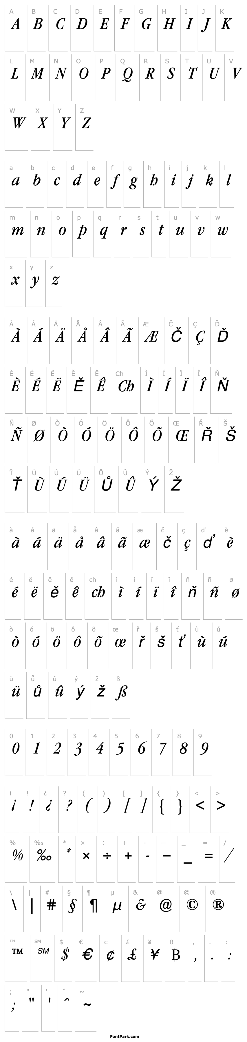 Overview GaramondITCCondensedBQ-BookItalic