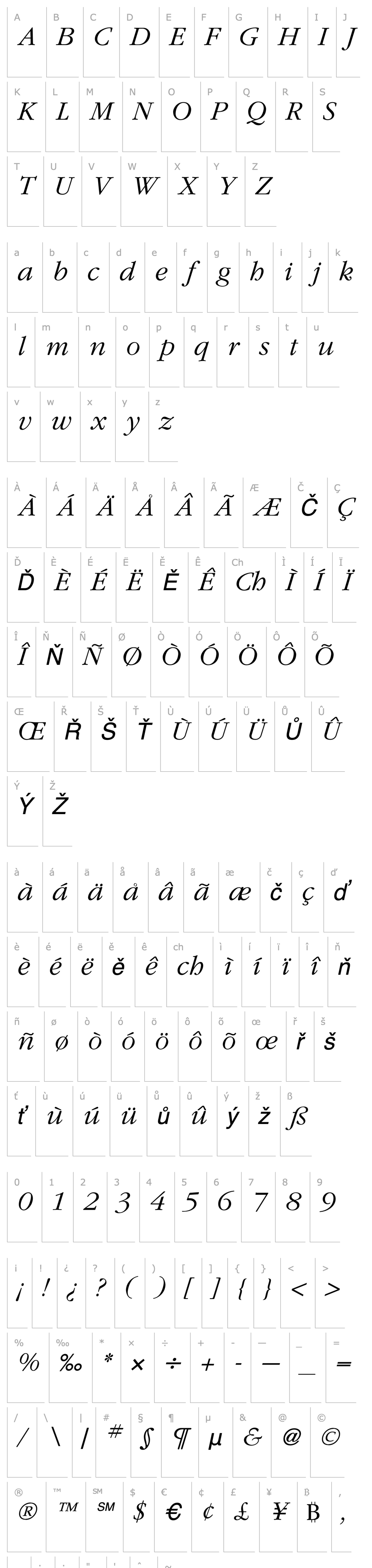 Overview GaramondLightItalic