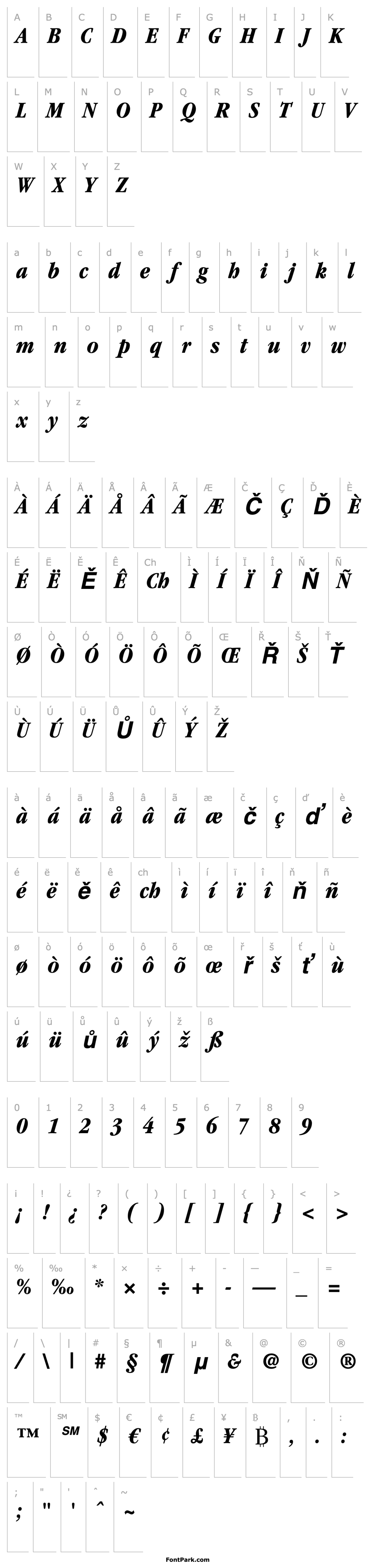 Overview GaramondLT-BoldCondensedItalic