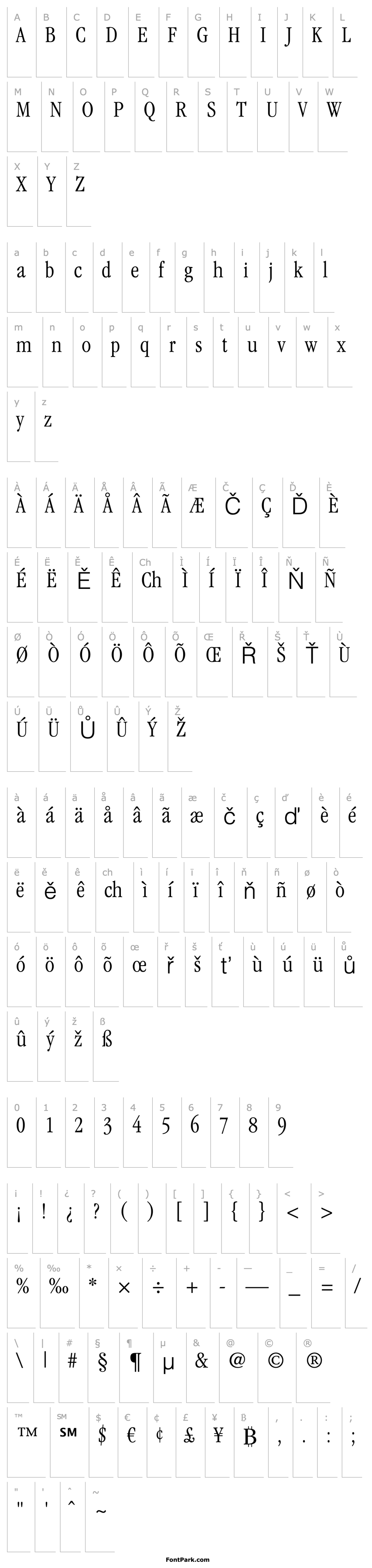 Overview GaramondLT-LightCondensed