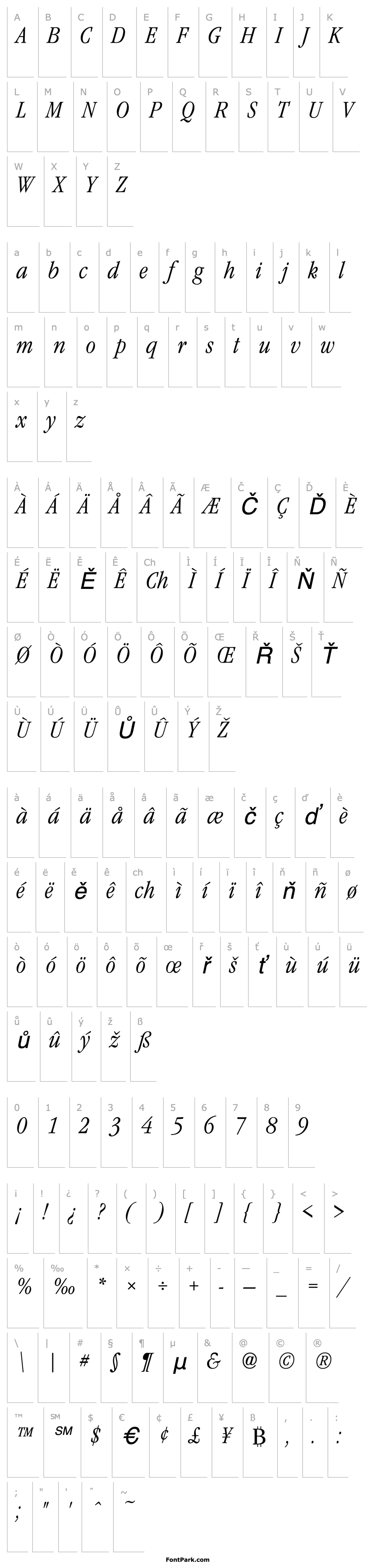 Overview GaramondNovaCondL Italic