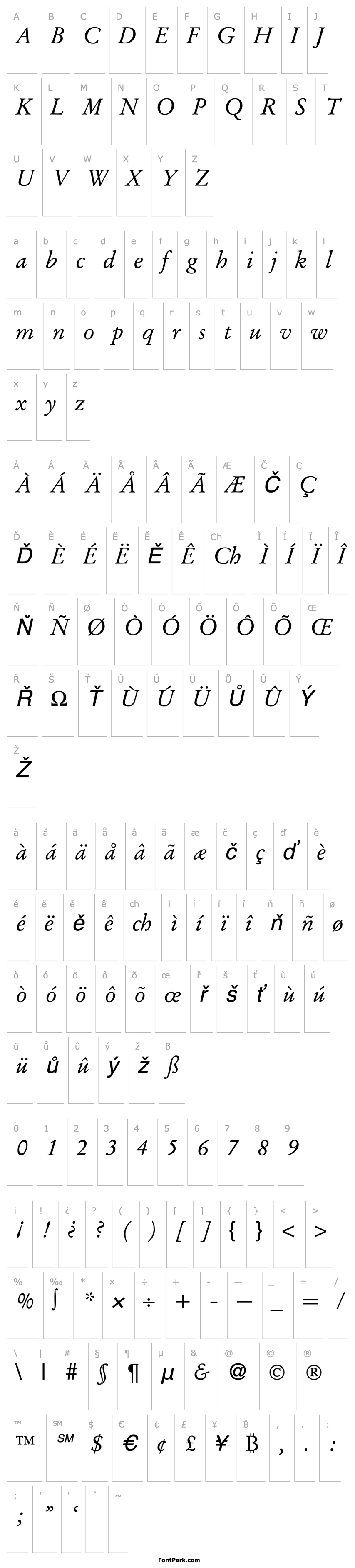 Overview GaramondOriginal-RegularItalic