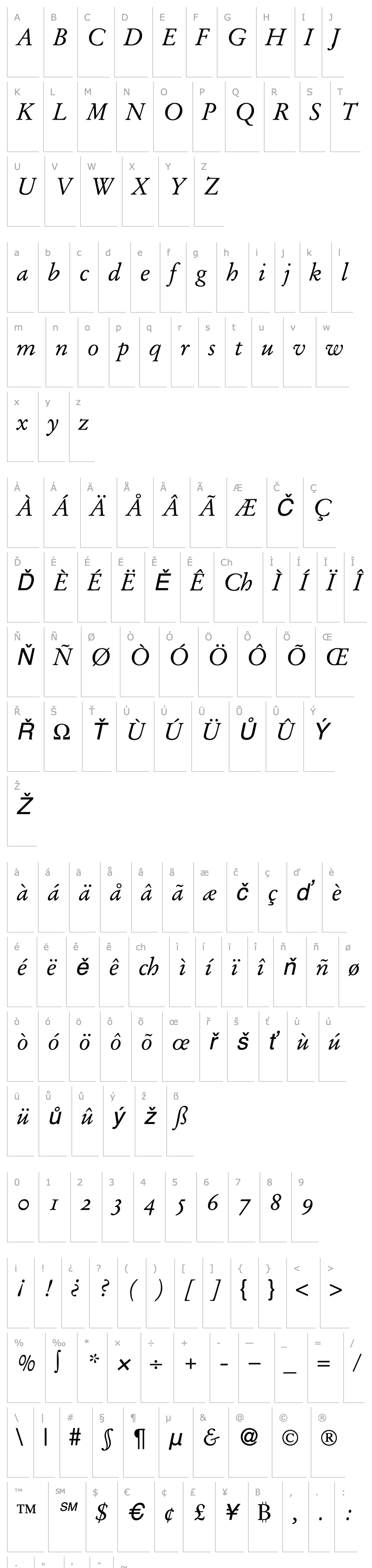 Přehled GaramondOriginalOsf-RegularItalic